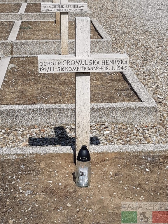 Henryka Gromulska - grób na Polskim Cmentarzu Wojennym w Bolonii