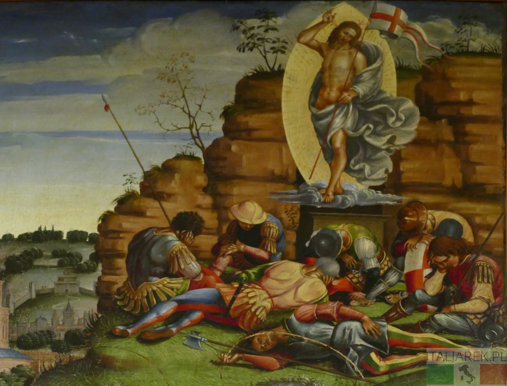 Luca Signorelli, Opłakiwanie martwego Chrystusa - fragment ze Zmartwychwstaniem
