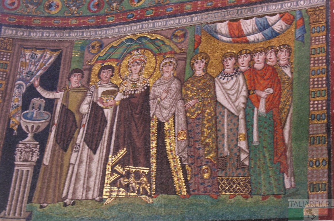 Rawenna bazylika San Vitale - orszak Teodory. Mozaiki