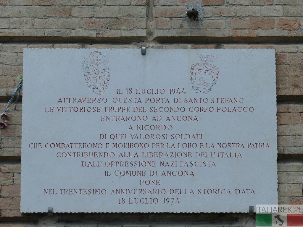 Ancona - tablica upamiętniająca 2 Korpus Polski
