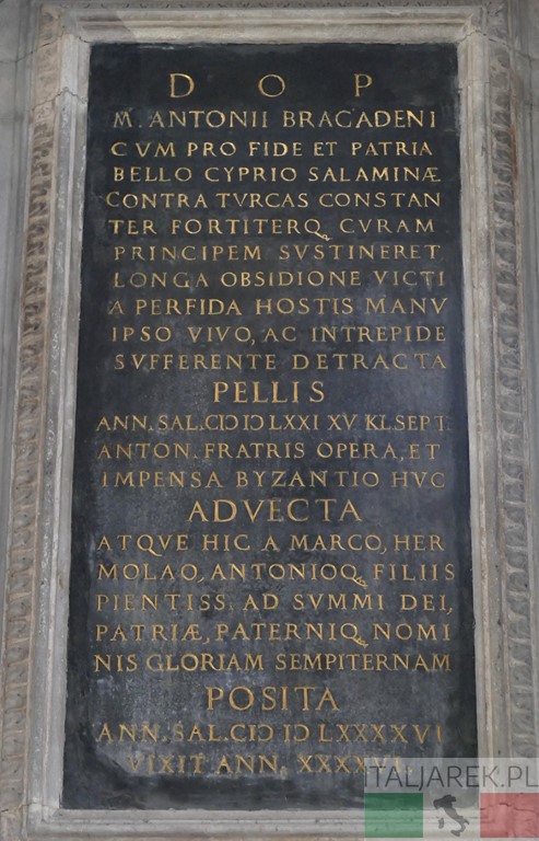 Bazylika Zanipolo tablica ku czci Bragadina