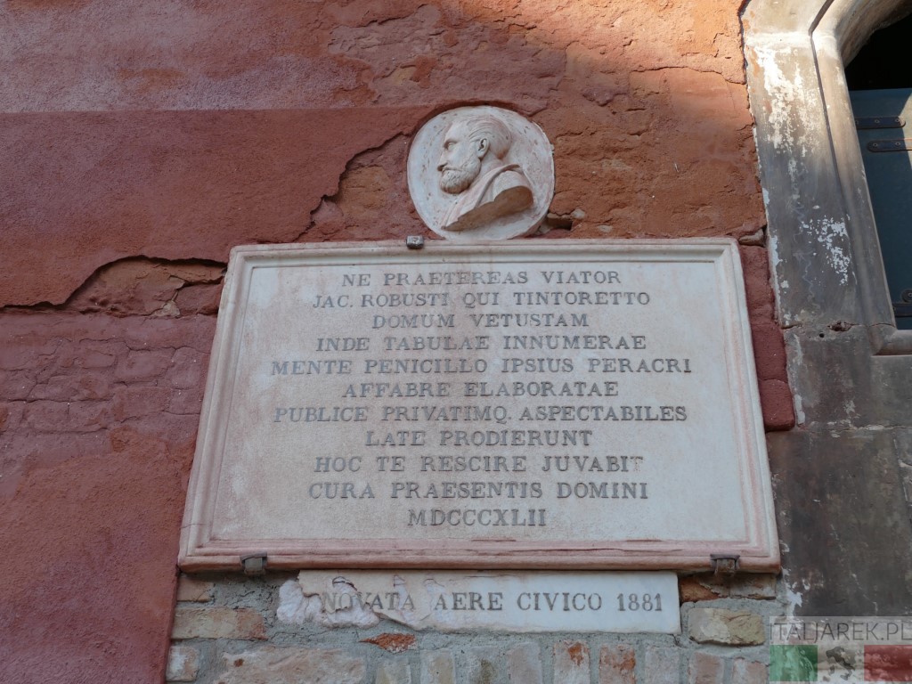 Tablica pamiątkowa - dom Tintoretta, Wenecja