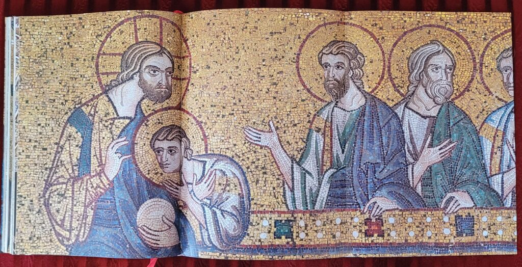 Ostatnia Wieczerza, reprodukcja z albumu "Biblia. Nowy Testament. Ilustrowany mozaikami z bazyliki św. Marka w Wenecji"