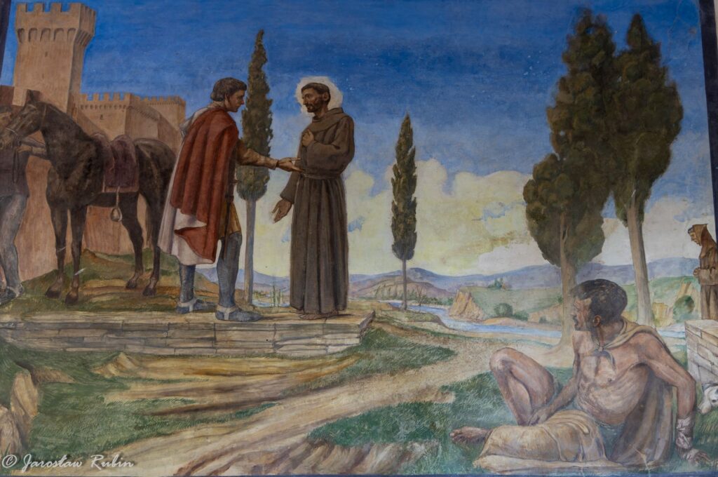 Św. Franciszek i hrabia Orlando darujący mu ziemię pod przyszłe sanktuarium